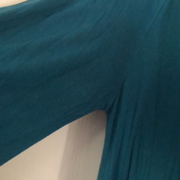 Woman’s bohemian fall blue embroidered crochet bell Sleeves eyelet tunic dress - Picture 10 of 14